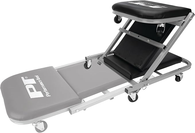 Performance Tool W85018 40-Inch Folding Creeper Rolling Seat, All-in-One Adjustable Roller Garage Chair, Lay Down or Sit, 330LBS Capacity Under Car Roller Creeper with 6 Swivel Casters