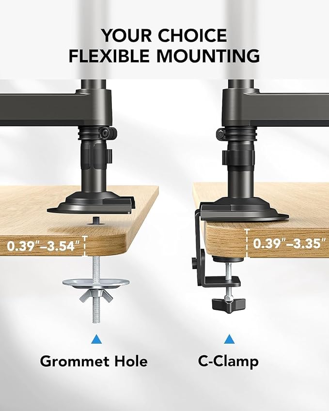 HUANUO 17-32 Inch Dual Monitor Stand, Vertical Dual Monitor Mount, Monitor Stand 2 Monitors, Ergonomic Adjustable Tilt/Swivel/Rotate, Weight Max 19.8 lbs, VESA 75/100mm