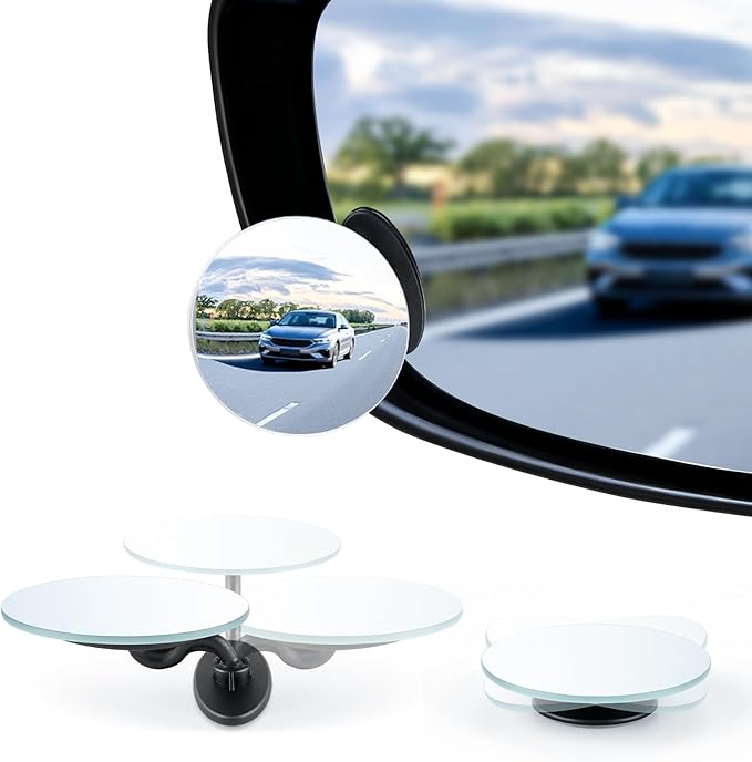 LivTee Blind Spot Mirrors, 2" Round HD Glass Frameless 360�� Adjustable Convex Rear View Mirrors with Wide Angle Stick, Exterior Accessories for Cars, SUVs and Trucks, 2 Pack