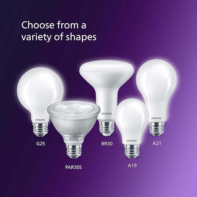 PHILIPS LED 40W A19 8-Pack Ultra Definition Daylight (5000K) 450 Lumen (5W = 40W) Dimmable Frosted Flicker-Free Light Bulbs