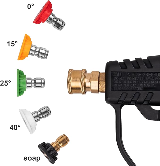 Pressure Washer Gun, Max 4000 PSI with 5 Colorful Nozzles, 1/4" Quick Connect Nozzles, Applicable to M22-14 Threaded Interface