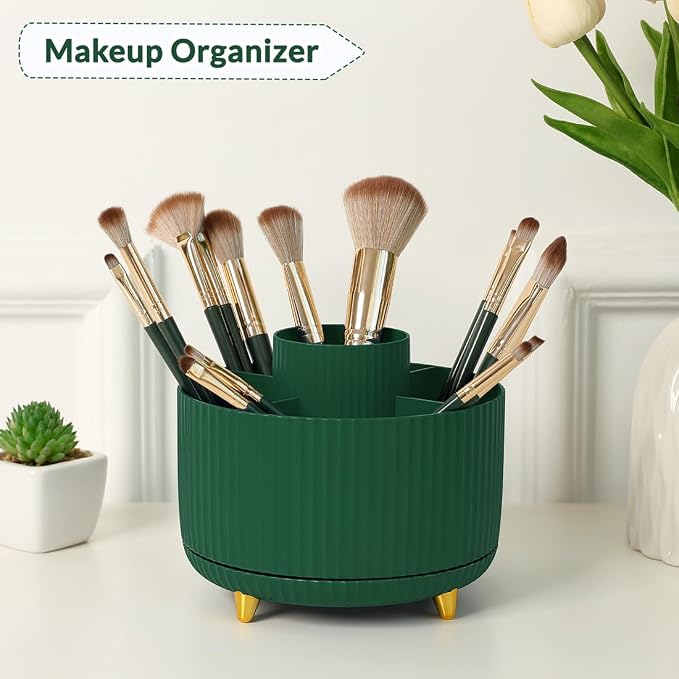 SKYDUE 360 Degree Rotating Desk Organizer, Dual-Purpose Pencil Pen Holder for Desk, Rotating Desk Pen Organizer with 5 Slots, Art Supplies, Pencil Cup for Office, School, Home