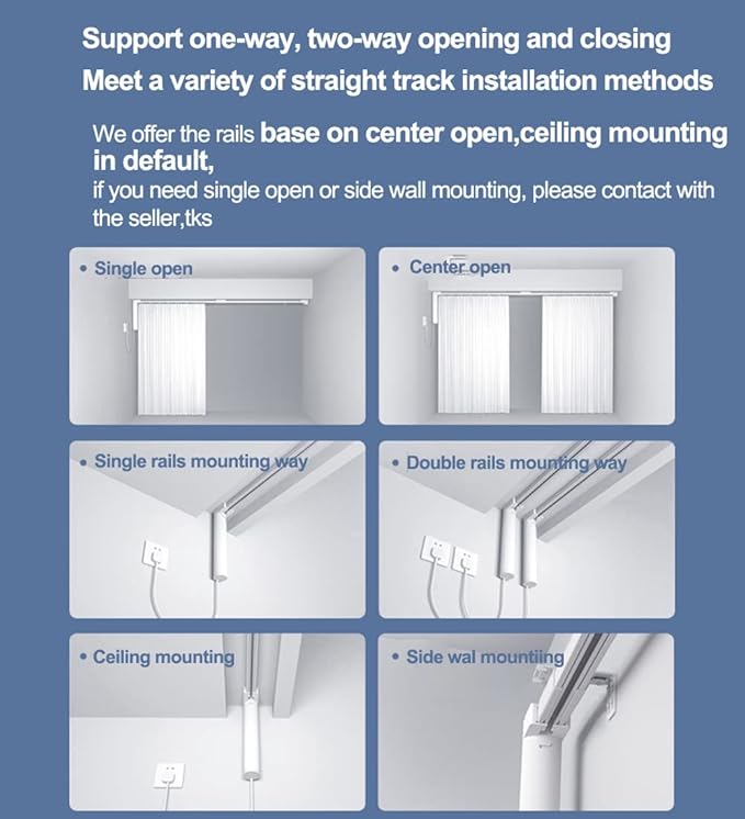 Automatic Curtain Opener,S Folding Electric Smart Curtains System,Motorized Curtains Rod with Remote & Timed,Compatible with Alexa/Google Home (WiFi Motor, 4M (157.4in) Track)