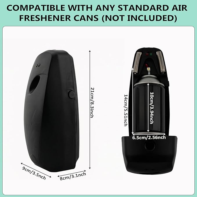 Automatic Air Freshener Dispenser – 2-Pack Wall Mounted Time Mist Spray for Home, Bathroom & Office – Battery Operated Scent Sprayer Compatible with Commercial Air Fresheners(Black)
