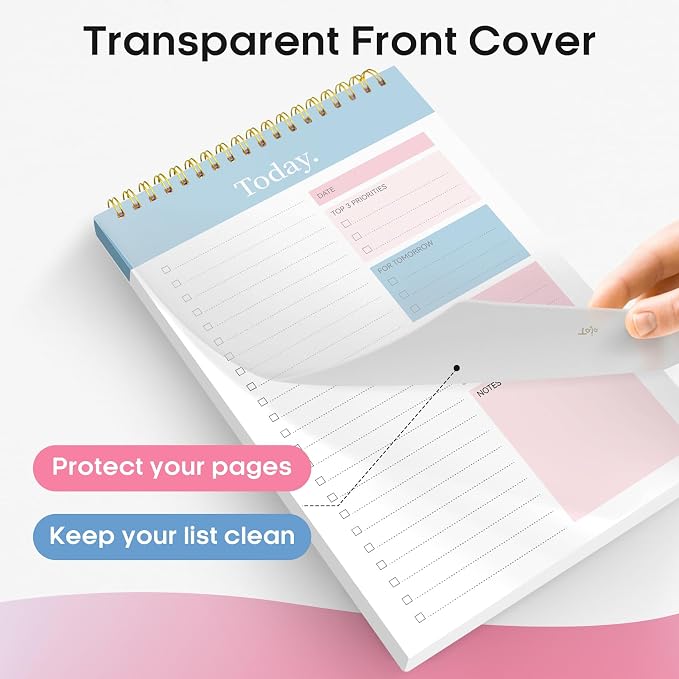 Taja To Do List Notepad, Undated Daily Planner for Work and Goal Setting | Early Dawn, 52 Sheets, 9.8" x 6.5" , for Office, Home and school, Daily Task Planning, Notes and Everyday Organization