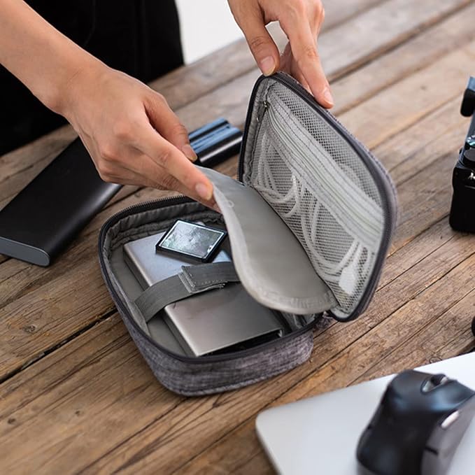 4Pcs Electronic Organizer Bag,Small Travel Tech Cable Organizer Pouch, Waterproof Travel Cord Organizer Portable Carrying Case Portable for Cord Charger Earphone USB SD Card Cables Power Bank,Grey