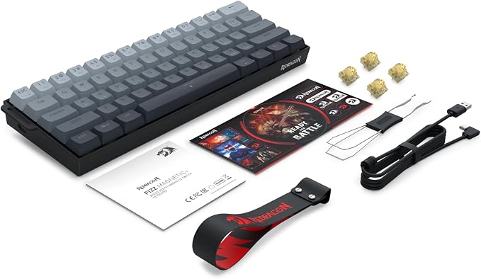 Redragon K617 HE Wired Hall-Effect Rapid Trigger Magnetic Gaming Keyboard | 8K Polling Adjustable Actuation, 61 Keys Design for More Room to Aim, Swap-Ready Socket for Mod, RGB Pro Software Supported