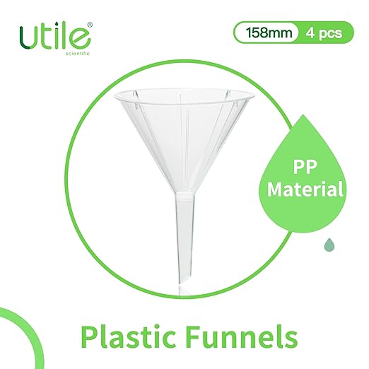 Utile 4pcs Plastic Analytical Funnel Set, PP Material, Top Diameter 98mm, Small Funnel for Lab Bottles, Recreational Activities 4512.0017.4