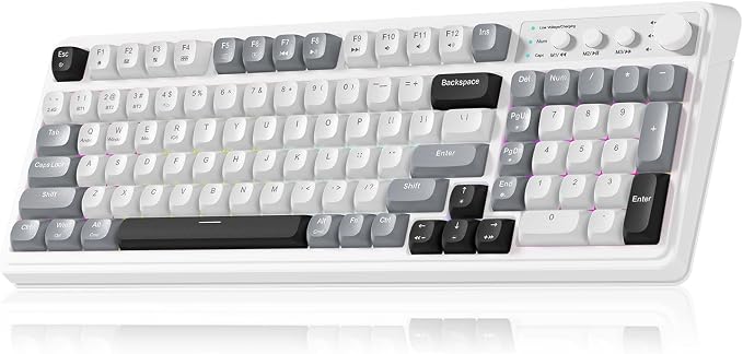 AULA S99 Wireless Keyboard,99 Key Computer Gaming Keyboards with Number Pad | RGB Backlit,Programmable,Creamy Sounding Membrane Keyboard,Tri-Mode BT/2.4GHz/USB-C,2000mAh Thocky Keyboard with Media Knob