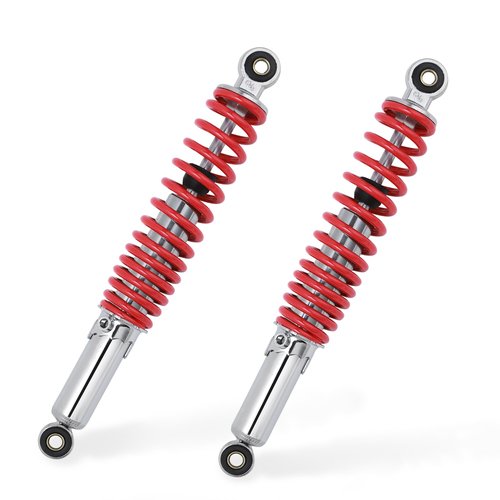 Minho Dual Rear Shock Absorbers with Adjustable Spring Preload in Heavy Iron Material Compatible with Chinese GY6 4-Stroke Engine Taotao ATV Go Kart,Red Color,330MM Length