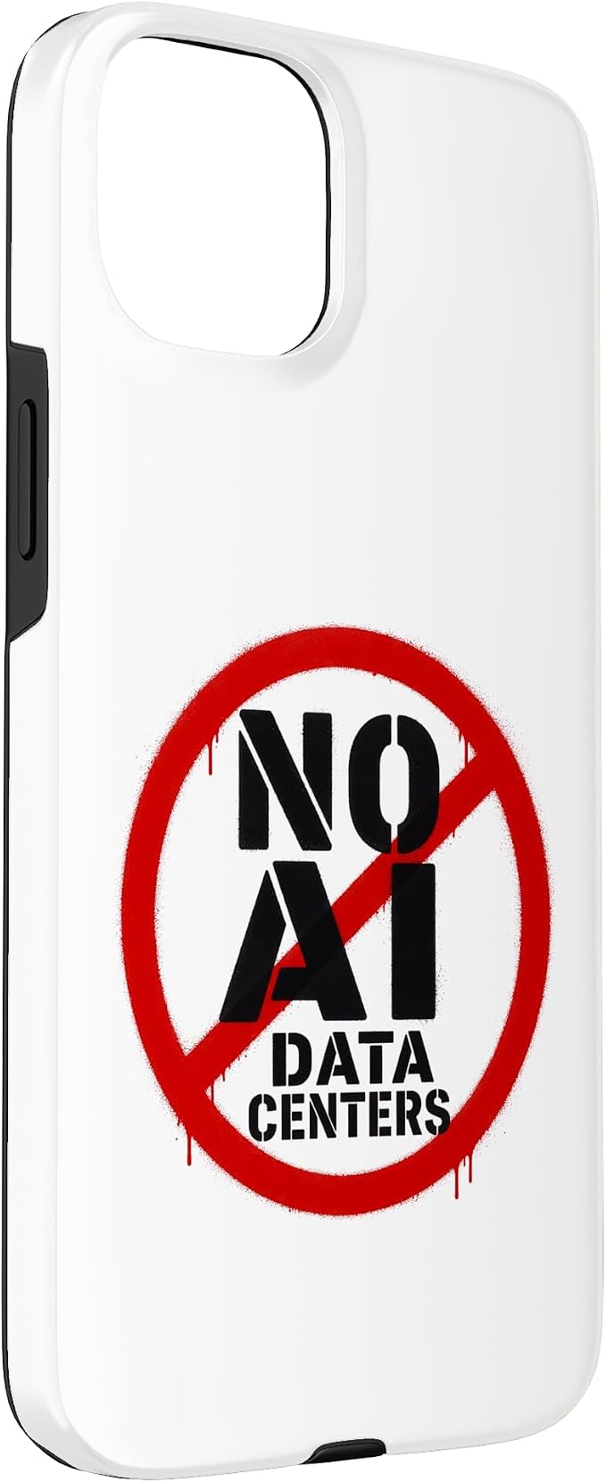 No AI Data Centers ��� Simple Minimal Spray Paint Style Text Case for iPhone 15 Plus