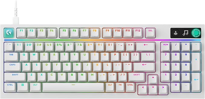 Logitech G316 X 98 MechanicalGaming Keyboard (Tactile) - White | Hot-Swappable Tactile Mechanical Switches, Gasket Design, PBT Keycaps, <8Khz, LIGHTSYNC RGB, Dot-Matxix LED Display, USB-C