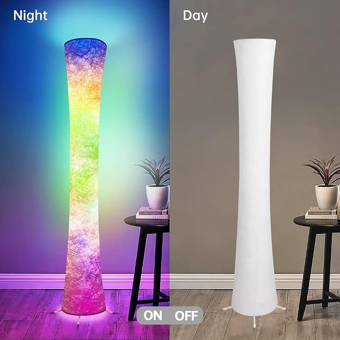 2 Pcs Floor Lamp, 61'' Smart RGB LED Corner Lamp with Music Sync and 16 Million DIY Colors, 3 Color Temperature, APP & Remote Control, Color Changing Standing Floor Lamp for Bedroom Living Room
