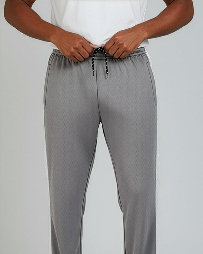 3 Pack Men's Mesh Open Bottom Sweatpants Active Athletic Workout Gym Pocket | Available in Big & Tall, Uncuffed, Elastic Waistband, Drawstring, Straight Leg, Running, Jogging, Exercise, Training, Sports