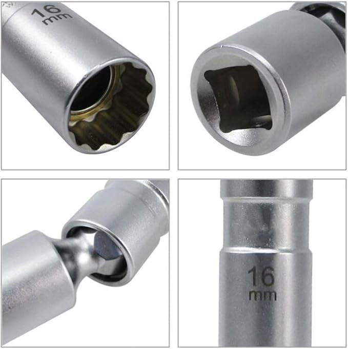 QISF 14MM & 16MM Swivel Extension Spark Plug Socket Thin Wall Magnetic 12-Point Removal Tool + 3/8-Inch Drive Sliding T bar Torque Spanner Extension Kit 10inch/25cm to Most Confined Areas