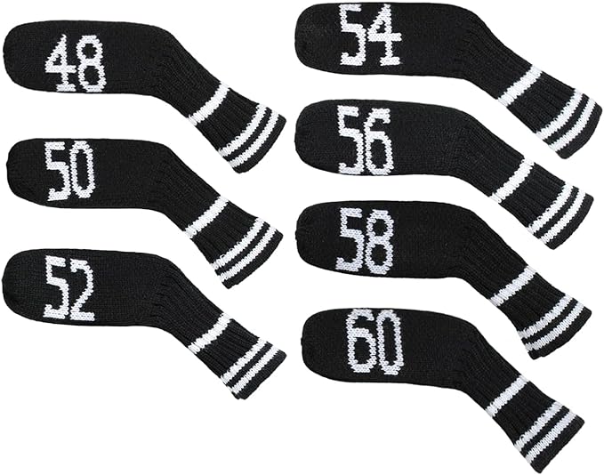 Scott Edward 1/7/10 Pcs Knitted Golf Club Head Covers for Irons Wedge Cuteness and Basically Socks Shape Washable Golf Club Head Protector on Classic Stripes Style，Double Sided Customization