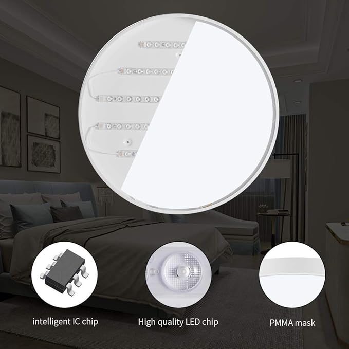 Ganeed LED Ceiling Lights,39W 19.6Inch Modern Ceiling Lamp,Flush Mount Lighting Fixture Round,6500K Cool White Ceiling Lighting for Dining Hallway Living Kitchen Bedroom Room
