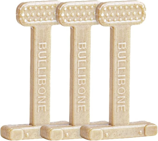 Bullibone Nylon Dog Chew Toy for Aggressive Chewers - Dental Hygiene Bone with Chicken Flavor, Durable Tough Chew Toys for Small Dogs, Indestructible Dog Bone - 3 Pack
