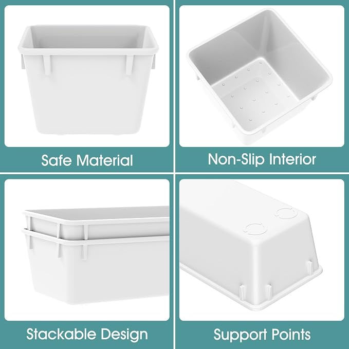 WOWBOX 25 PCS Plastic Drawer Organizer Set, 4 Sizes Desk Drawer Divider Organizers and Storage Bins for Makeup, Jewelry, Gadgets for Kitchen, Bedroom, Bathroom, Office, White
