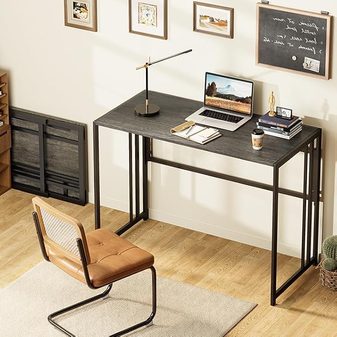 40" Folding Computer Desk No Assembly Needed Foldable Table for Small Space | Small Folding Table for Home Office, Study, Writing, Gaming, Compact RV Living, Camping, Sturdy and Easy Carry, Versatile