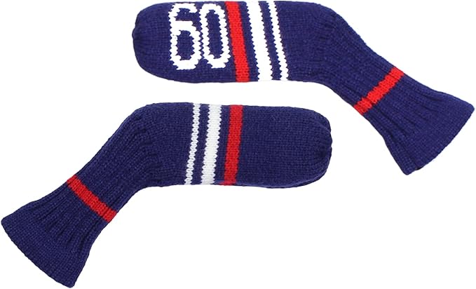 Scott Edward 1/7/10 Pcs Knitted Golf Club Head Covers for Irons Wedge Cuteness and Basically Socks Shape Washable Golf Club Head Protector on Red/Blue Warning Style