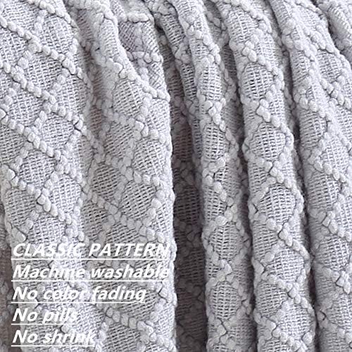 CREVENT Rustic Farmhouse Couch Sofa Throw Blanket for Bedroom Living Room Decoration, Soft Warm Cozy Light Weight for Spring Summer (50''X60'' Light Grey)