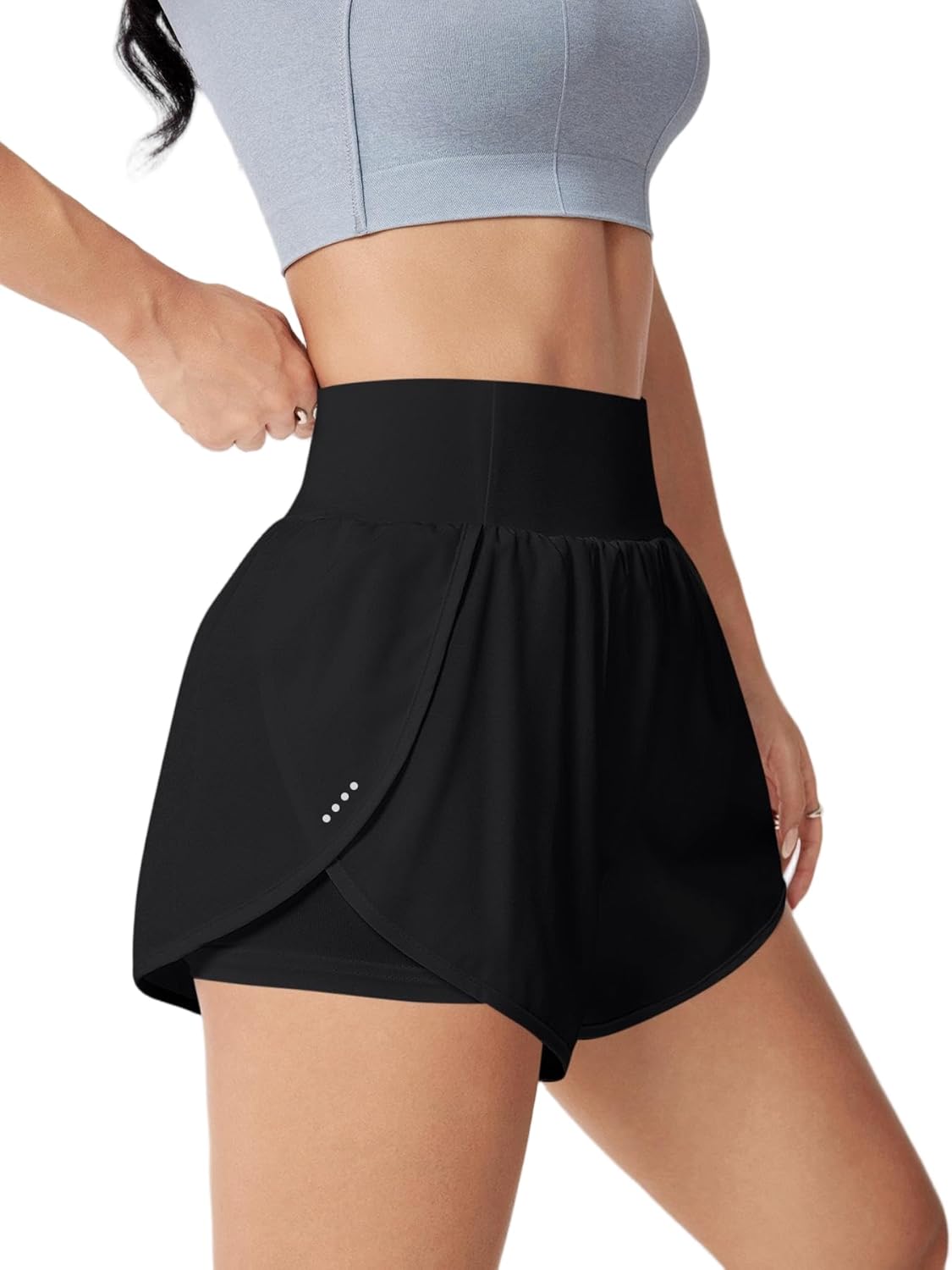 Skiennix Women's High-Waisted Athletic Running Shorts - 3" Dolphin Gym Shorts with Pockets