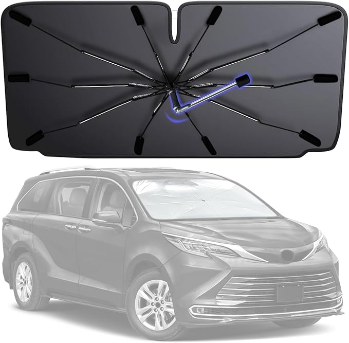 [2026 Upgrade] Windshield Sun Shade Umbrella, Scratch-Free Car Sunshade for SUVs, Foldable Automotive Interior Sun Protection | Highly UV Block Coating Auto Heat Shield Accessories(XX-Large)