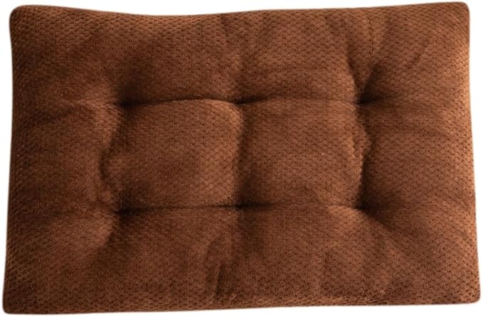 Washable Dog Bed for Large Breeds, Extra Cushioned Crate Mattress with Removable Fluffy Cover, Non-Slip Orthopedic Pet Pad, Machine Washable Kennel Mat(Coffee,M)