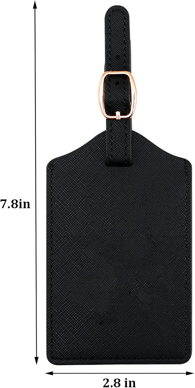 Luggage Tag PU Leather for Suitcase Baggage Handbag Travel Bag Label Suitcase Tag Suitcase Label Tag w. Name Card & Privacy Cover (E)