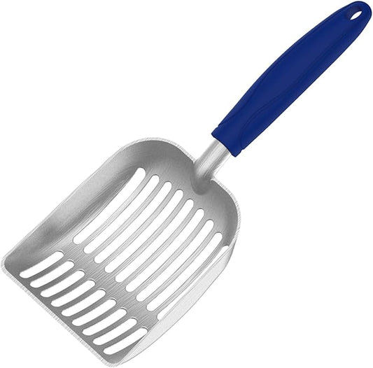 Cat Litter Scoop, Kitty Metal Scooper, Aluminum Alloy Sifter, Kitten Pooper Lifter, Deep Shovel, Long Handle, Poop Sifting, Durable, Heavy Duty, for Litter Box