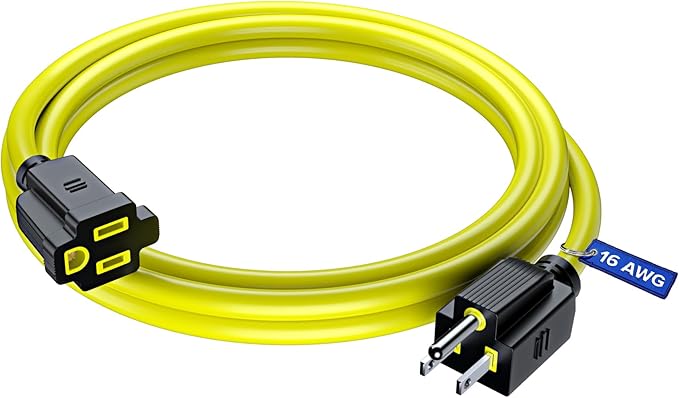 Maximm Extension Cord 6 Ft Yellow Power Cords Indoor 16 Gauge Wire SJTW Heavy Duty ETL Listed (6Ft, Yellow)