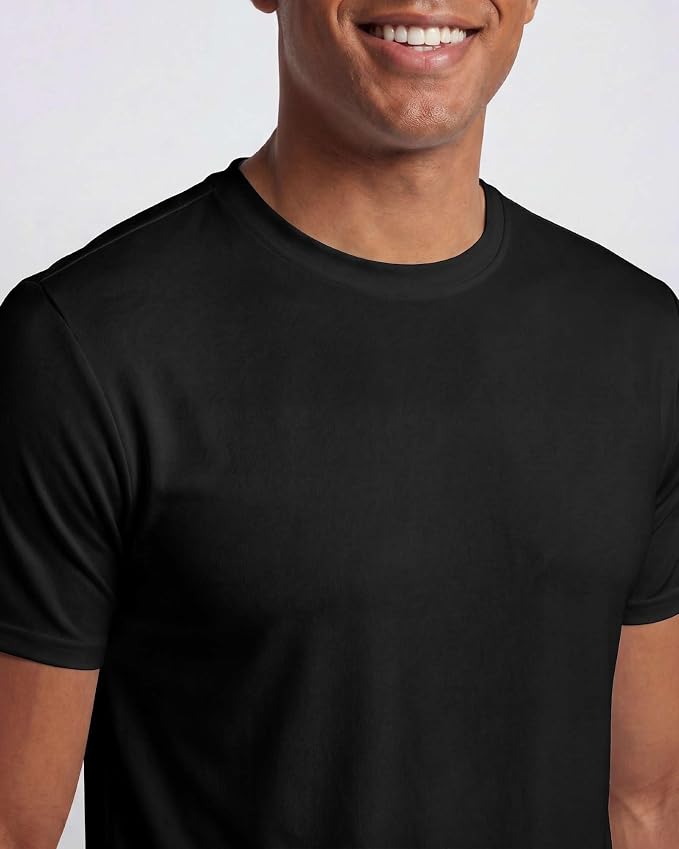 5 Pack Men's Dry Fit Short Sleeve T-Shirt Gym Workout Athletic Running Tee | Cooling, Moisture-Wicking, Crew Neck, Quick-Dry, Breathable, Active, Exercise, Fitness, Basketball, Cycling, Hiking, Tennis