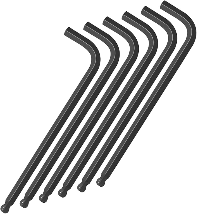 5/32" Ball End Hex Key Set, 6pcs L-Shaped Allen Wrenches Long Arm, CR-V Steel, Black Oxide Finish, High Torque Repairing Tool for Furniture, Bike, Equipment Maintenance