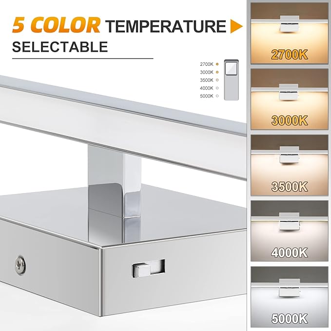 NIORSUN 48 inch Chrome Bathroom Vanity Light,30W 5CCT Dimmable LED Bathroom Lighting Fixtures Over Mirror, Modern Vanity Lights for Bathrooms Restroom Mirror- ETL Certified