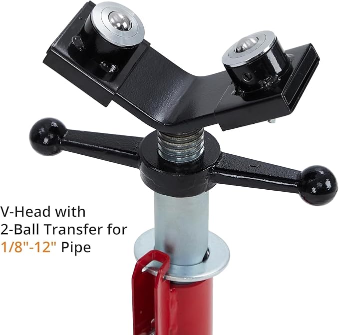 Garvee 2PCS Pipe Jack Stand, 2 Ball Transfer 2500 lb Capacity Pipe Stand, Adjustable Heavy Duty V-Pipe Stand for Welding, Portable Folding Legs 28-52 Inch Height Adjustable 1/8"-12"