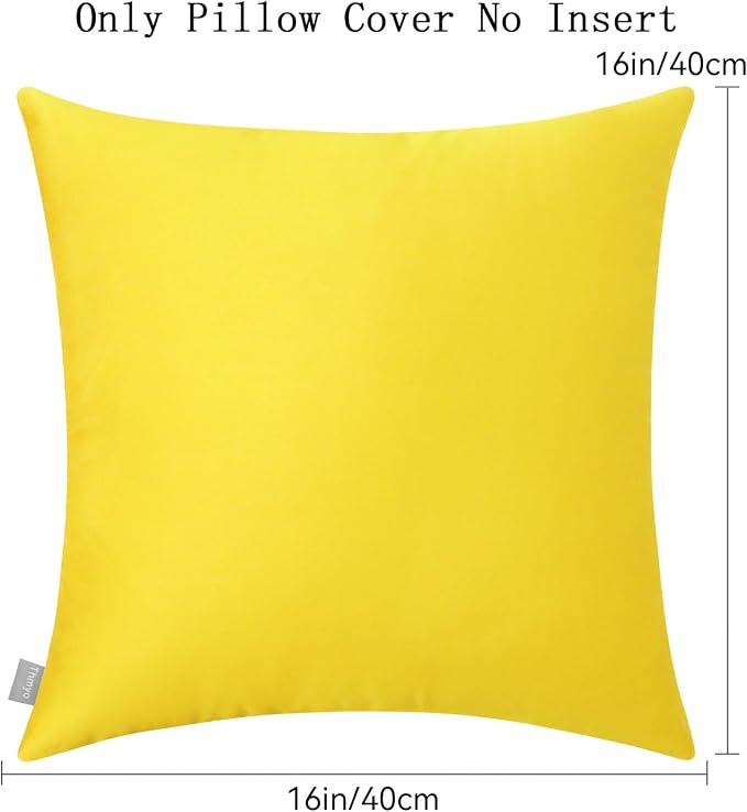 4-Pack 100% Cotton Comfortable Solid Decorative Throw Pillow Case,Thmyo Square Cushion Cover Pillowcase Sublimation Blank Pillow Covers DIY Throw Pillowcase for Sofa(16x16 inch/ 40x40cm,Lemon Yellow)