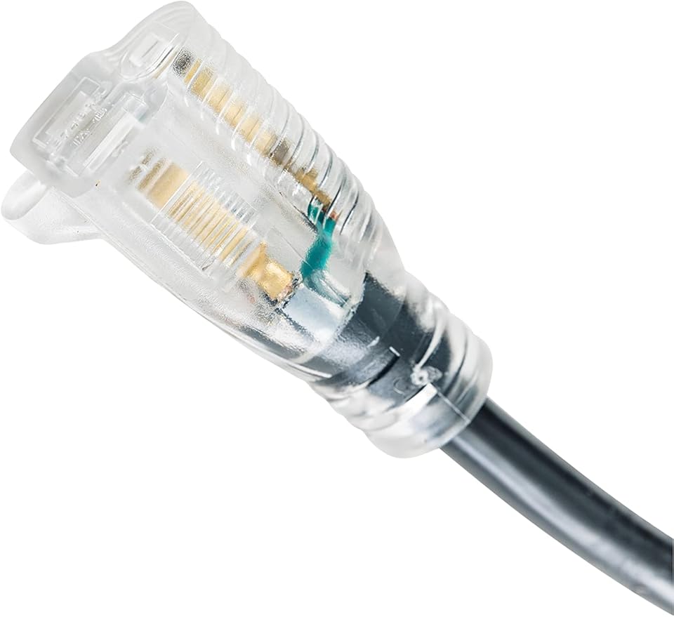 Woods Heavy Duty Extension Cords, 15Ft, 12 Gauge, 3 Conductor, Lighted End, Indoor/Outdoor Cord, SJTOW, Black, 32472 (Pack of 6)