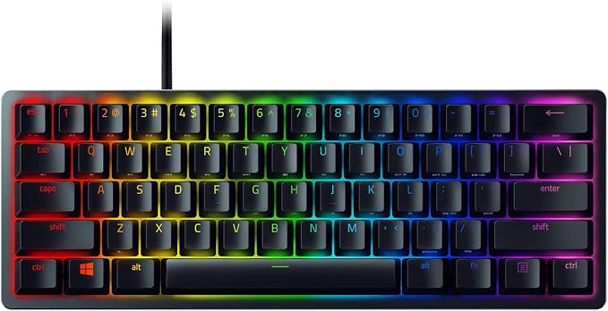 Razer Huntsman Mini 60% Gaming Keyboard, Linear Optical Switches, Black | Aluminum Top Frame, Chroma RGB Lighting, PBT Keycaps, Onboard Memory, Snap Tap
