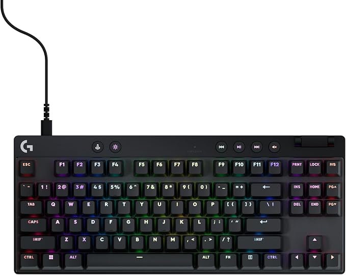 Logitech G PRO X TKL Rapid Tenkeyless Gaming Keyboard (Hall-Effect) - Black | Hall-Effect Magnetic Analog Switches with Rapid Trigger, Lightsync RGB, Detachable USB-C Cable, Volume Roller & Media Buttons