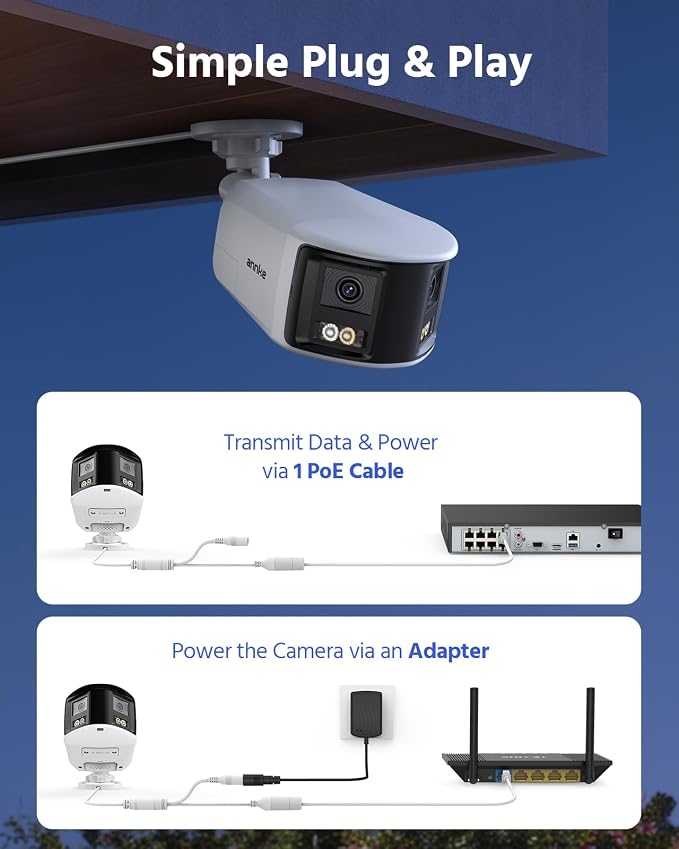 ANNKE FCD800 4K 8MP Dual-Lens PoE Security Camera, 180��Panoramic View, Smart Light Color Night Vision, Two-Way Audio, Light&Sound Alarm, AI Human/Vehicle Motion Detection, IP67 Weatherproof