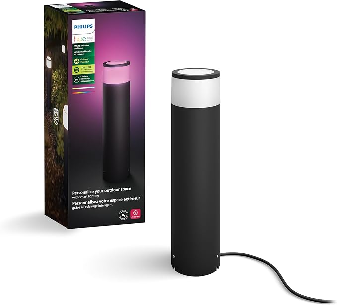 Philips Hue Calla Large Outdoor Pedestal Light (Low-Volt), (4.1 x 15.8 in) White & Color Pathway Light, Voice Control with Alexa, Apple Home & Google Assistant, Bridge Required