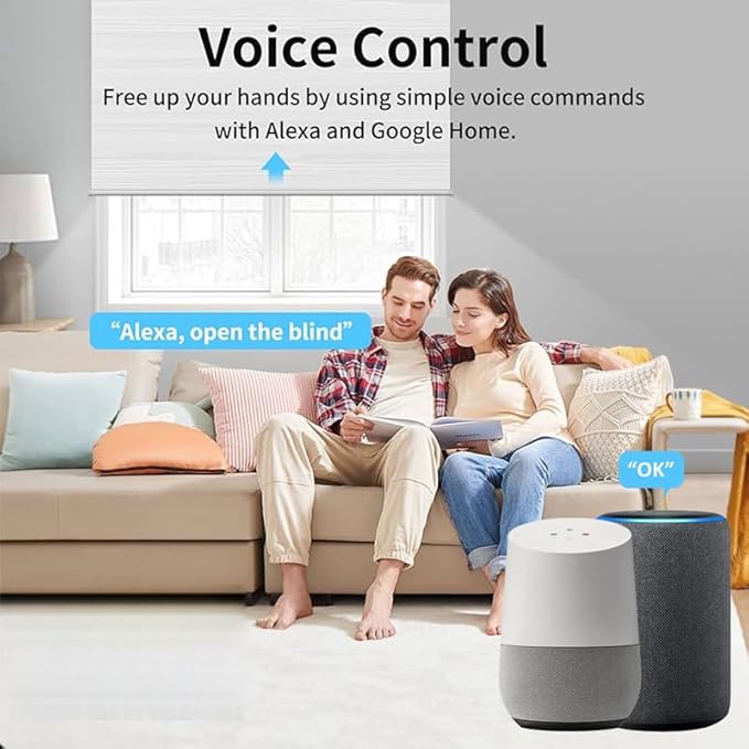 Tuya WiFi Φ35mm Smart Roller Shade Motor Kit Compatible with Alexa & Google Assistant, 38dB Quiet Brushless Drive, Motorized Blind Automation (6.0 N.m Motor Suitable for Φ50mm (2") Groove Tube)