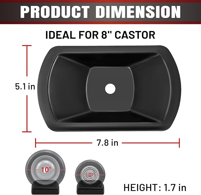 HOXWELL Rubber Wheel Dock for Trailer Tongue Jack, Suit for 8"-10" Castor, Heavy Duty Wheel Dock for Cargo Camper RV Boat Roller Stopper, Caster Chock Easy to Store and Transport, Black(1 Pack)