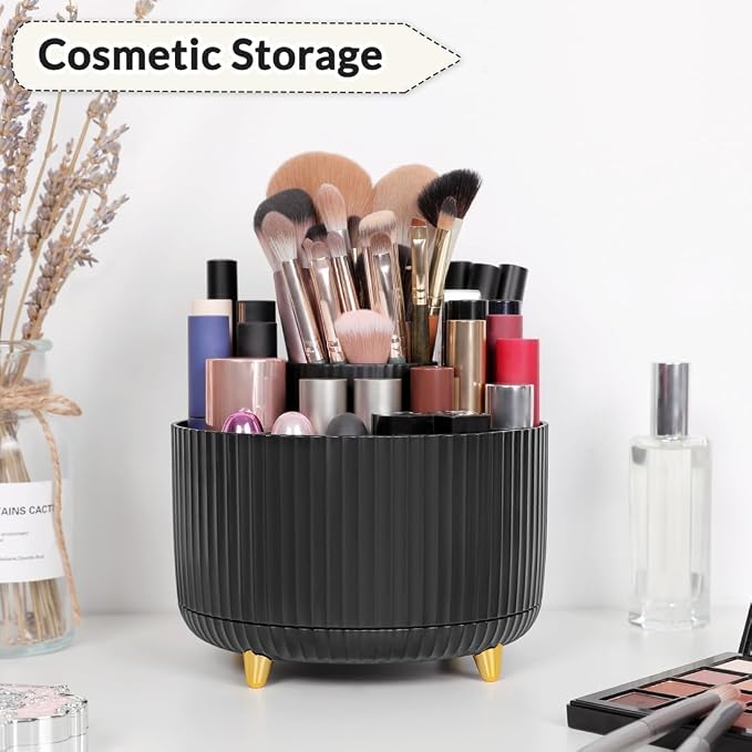 SKYDUE 360 Degree Rotating Desk Organizer, Dual-Purpose Pencil Pen Holder for Desktop, Rotating Desk Pen Organizer with 5 Slots, Office Supplies, Pencil Cup for Office, School, Home
