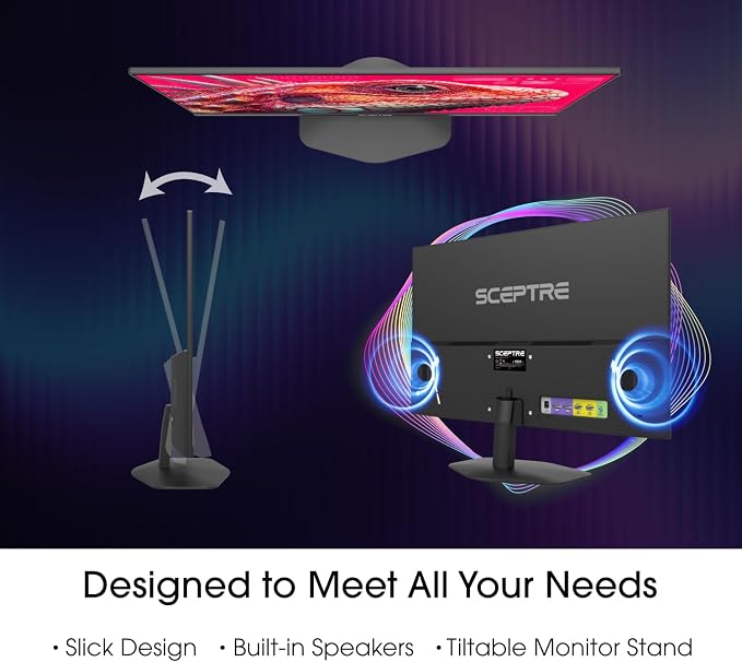New! Sceptre 27-inch Prime Gaming Monitor DisplayPort x2 180Hz HDMI x2 180Hz Build-in Speakers, Machine Black 2027 (E275B-FW180T Series)