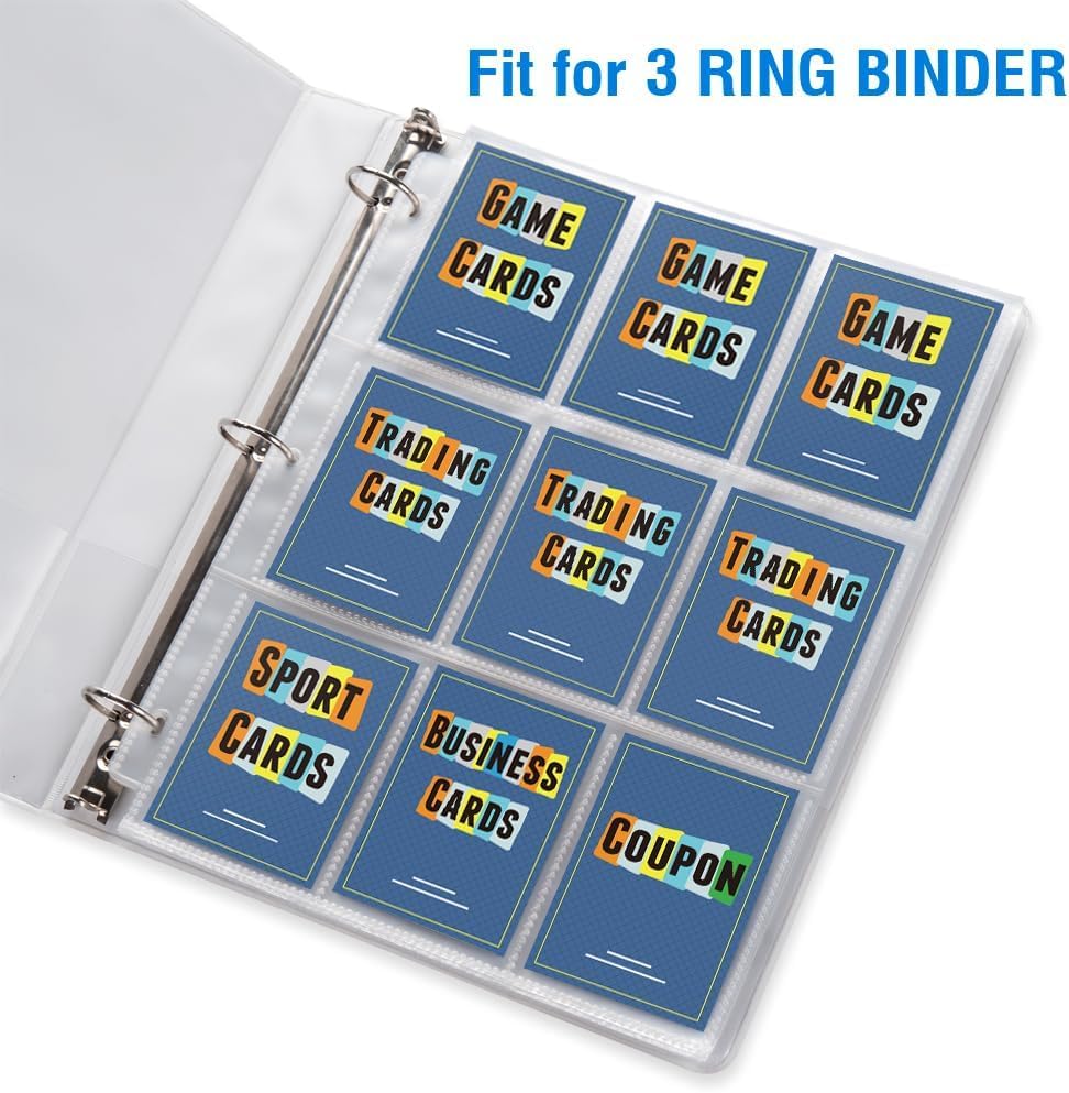 Sooez 9 Pocket Page Protectors - Double-Sided Trading Card Sleeves for 3 Ring Binders | 36 Pack