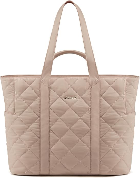 LOVEVOOK Tote Bag for Women,Light Puffer Tote Bag with Multi-pockets,Stylish Carry on Laptop Bags for Daily,Travel,Work,Gym