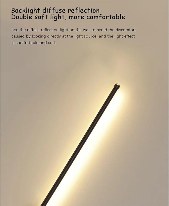 LED Long Strip Wall Lights with Motion Sensor Lamp 3000K/4000K/6000K Lighting Modern Simple Aluminum Mounted Indoor Bedside Decoration Light Living Room(Gold White Light,60cm)