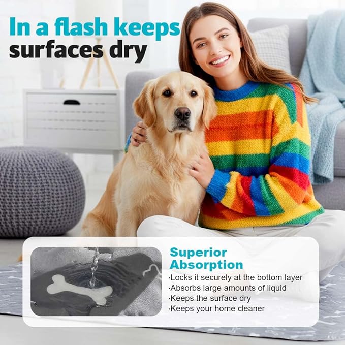 Puppy Pads for Dogs, 2026 New Washable Puppy Pads with Pheromones, Pee Pads for Dogs & Cats, Durable Leak-Proof & Anti-Slip Pet Training Pads for Home & Travel, Reusable (Grey, 15.7" x 23.6")